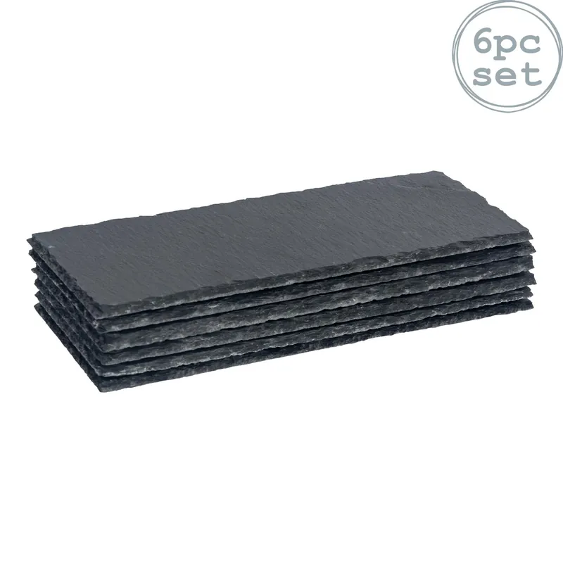 Rectangle Slate Dinner Plates 29 x 12cm Pack of 6 - Argon Tableware
