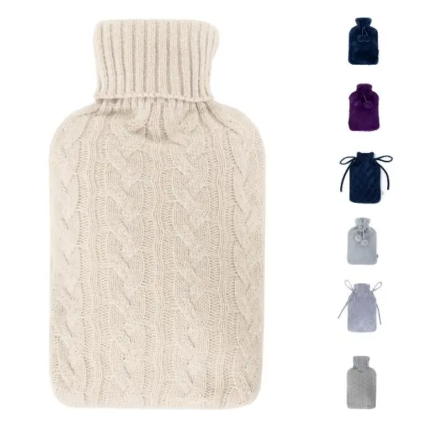 Cable Knit Hot Water Bottle - Grey