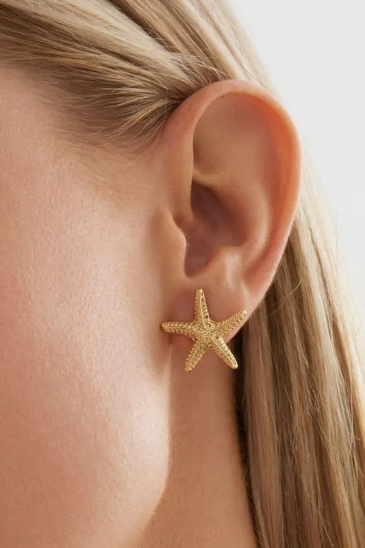 Gold Plated Starfish Earrings - Serla