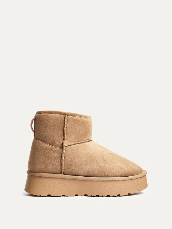 Cammie Chestnut Faux Suede Platform Ankle Boot - Linzi
