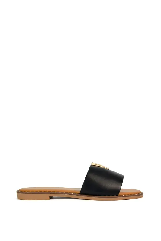 Rorie' Slip On Cut Out Flat Sandal Sliders - XY London