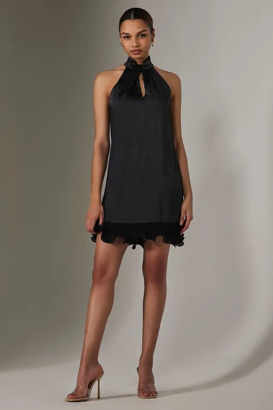 Satin Halterneck Mini Dress - Jolie Moi