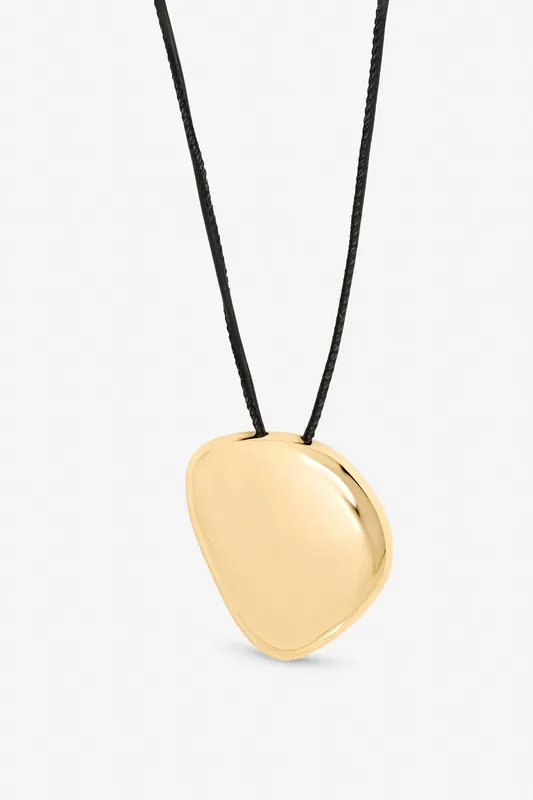 Gold Plated Statement Polished Cord Necklace - Mood