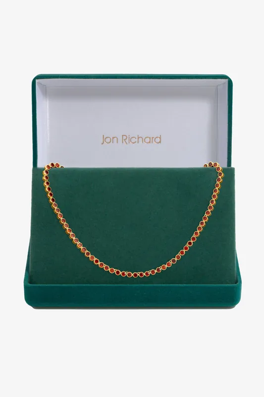 14K Gold Plated and Red Cubic Zirconia Tennis Necklace - Gift Box