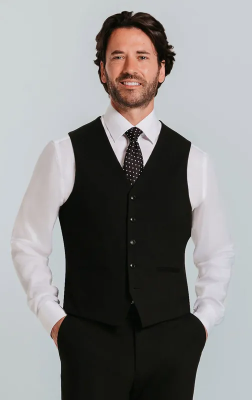 Black Slim Fit Waistcoat - Dobell
