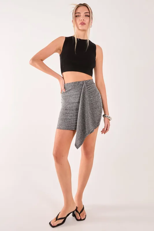 Silver Draped Mini Skirt - Pink Vanilla