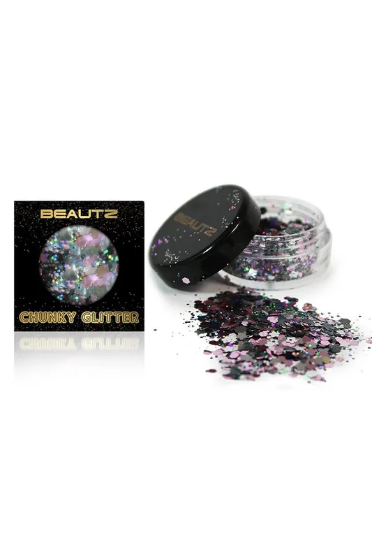 Beautz Chunky Glitter Silver 10ml Pot 5g Cosmetic Body Face Festival Makeup - Envie