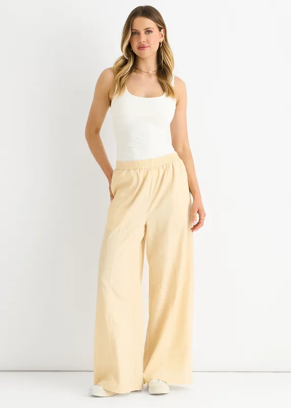 Cream Elasticated Waist Trousers - Gini London