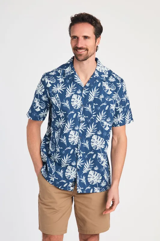 Cotton Printed Poplin Short Sleeve Shirt - Tokyo Laundry