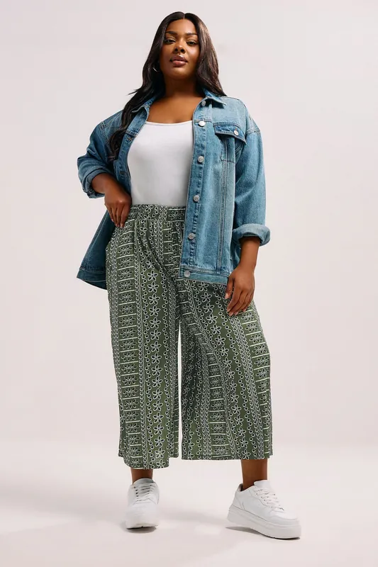Floral Crinkle Midaxi Culottes - Yours