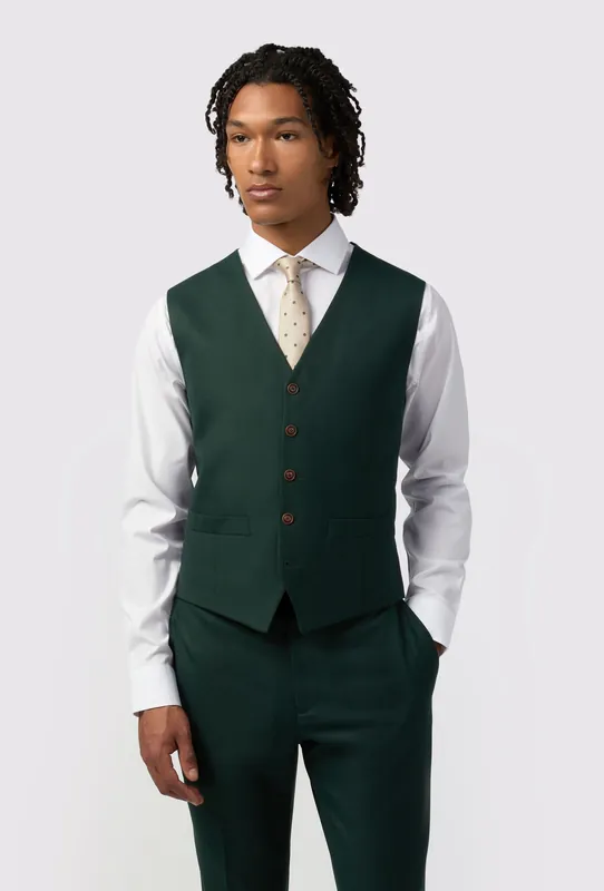 Slim Fit Deep Green Waistcoat - Antique Rogue