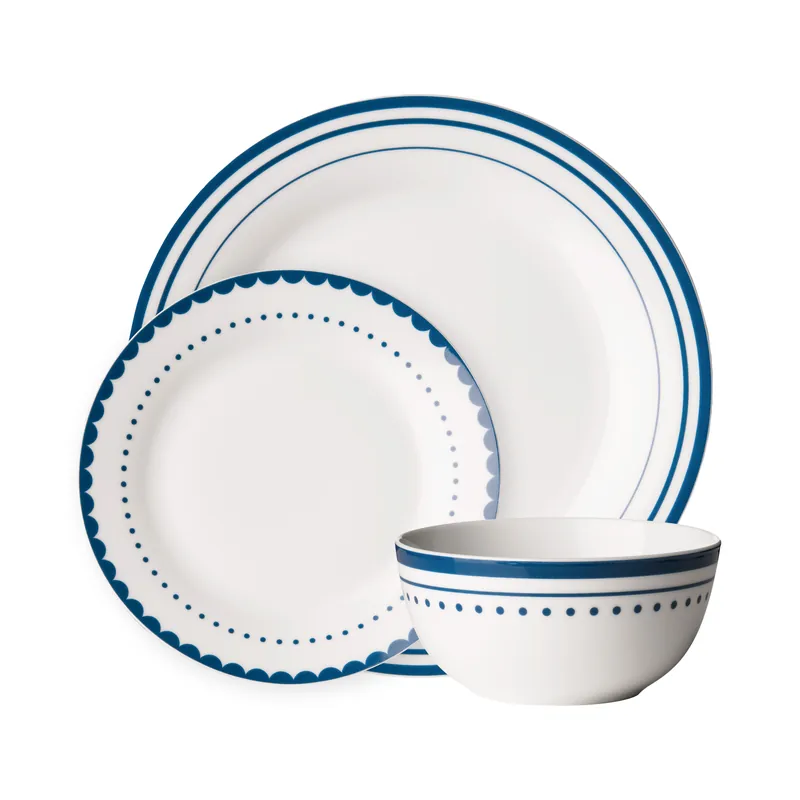 Stylish Saturn 12 Piece Blue Dinner Set, Durable Dinner Set For Dinner, Contemporary Design Crockery Set - Orsina