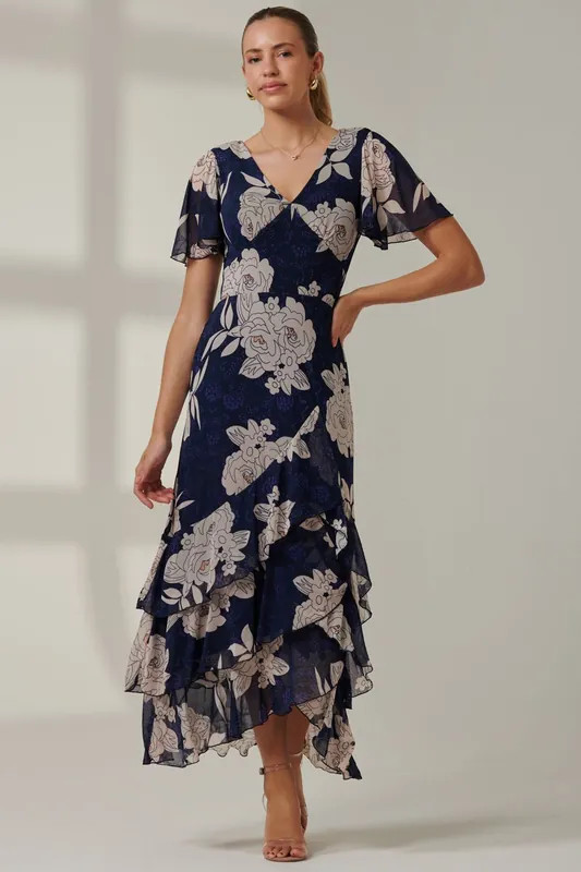 Floral Printed Tiered Maxi Dress - Jolie Moi