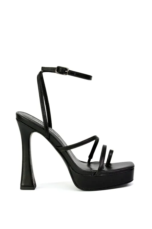 Tessie' Strappy Square Toe Post Platform High Heel Sandals - XY London