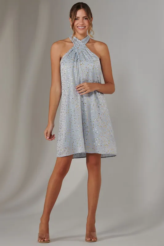 Halter Neck Tie Mini Dress - Jolie Moi