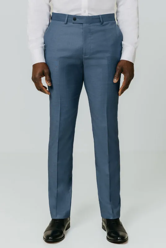 Blue Sharkskin Suit Trousers - Dobell