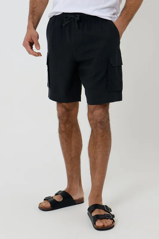 Linen Blend Cargo Shorts - Threadbare