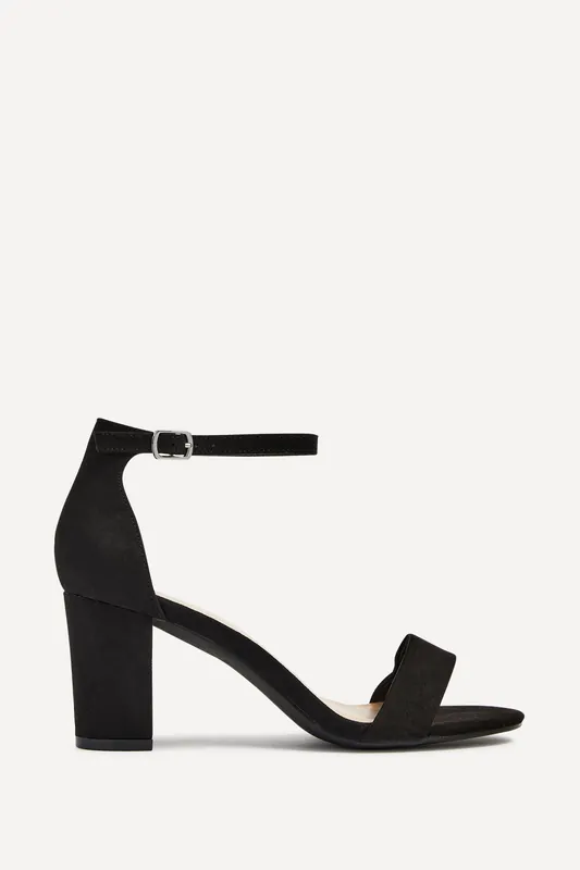 Legacy Wide Fit Black Suede Closed Black Block Heel - Linzi