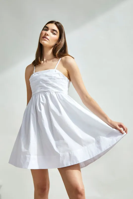 White Bow Back Mini Dress - Shnoo