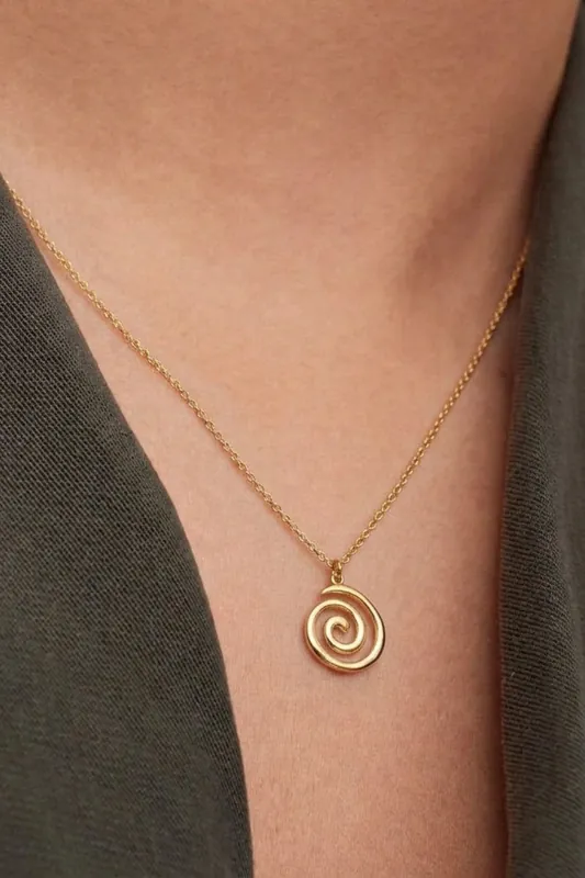 Gold Plated Swirl Pendant Necklace - Serla