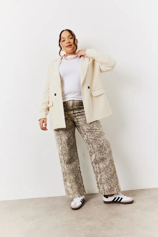Snake Print Straight Leg Jeans - In The Style