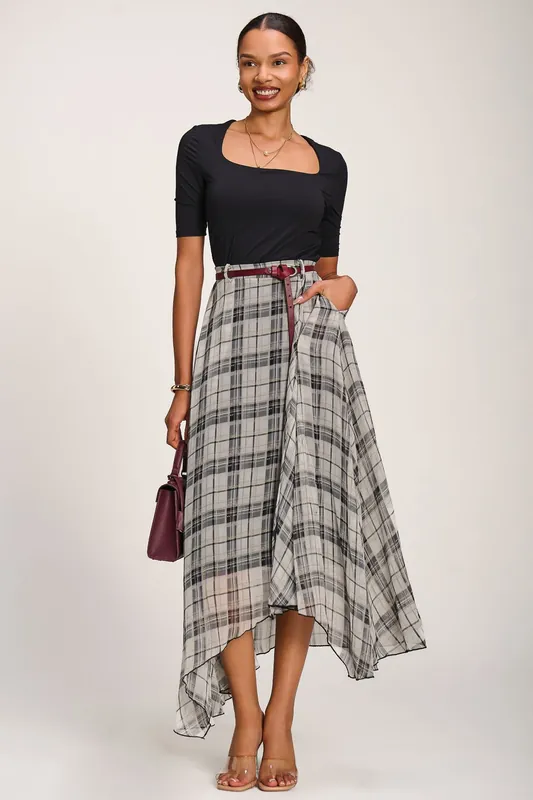 Asymmetric Frill Chiffon Maxi Skirt - Jolie Moi