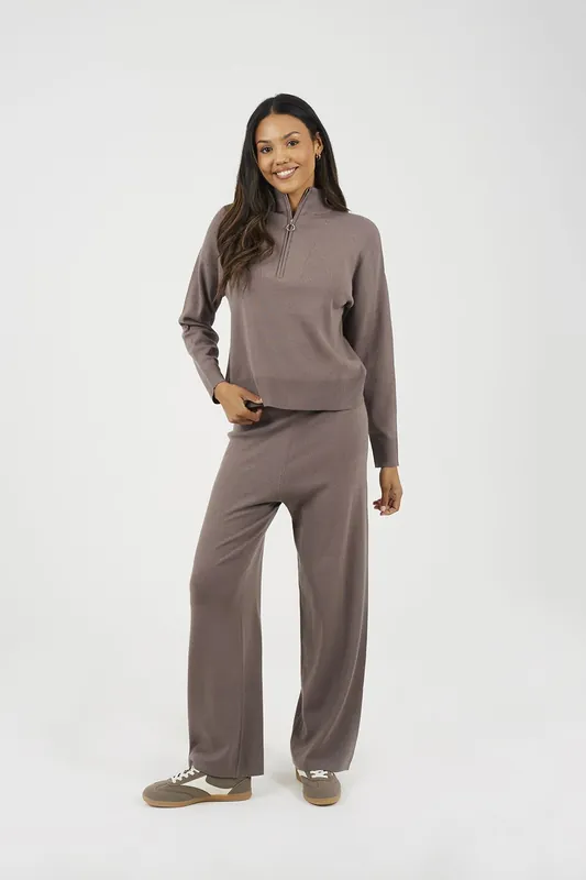 Knitted Zip Neck Jumper and Trouser Set - Brave Soul