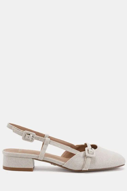 FIONA Buckle Detail Slingback Low Heel Shoe - Novo