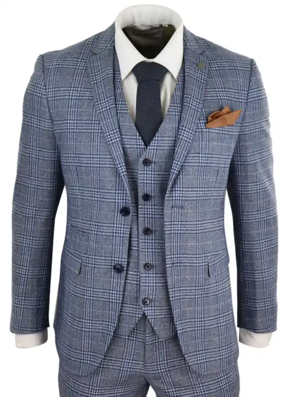 3 Piece Tweed Check Vintage Retro Suit - Infinity Leather