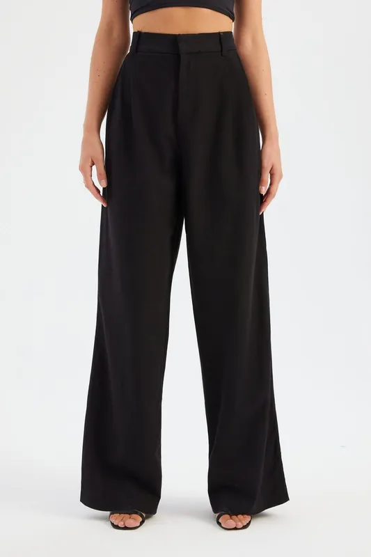 High Waist Pleated Wide Leg Trousers - Hiccup