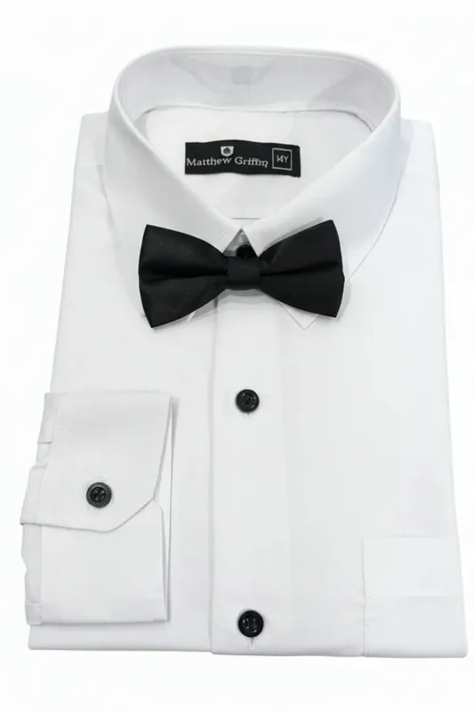 Tuxedo Shirt with Bow Tie Long Sleeve Button-Down