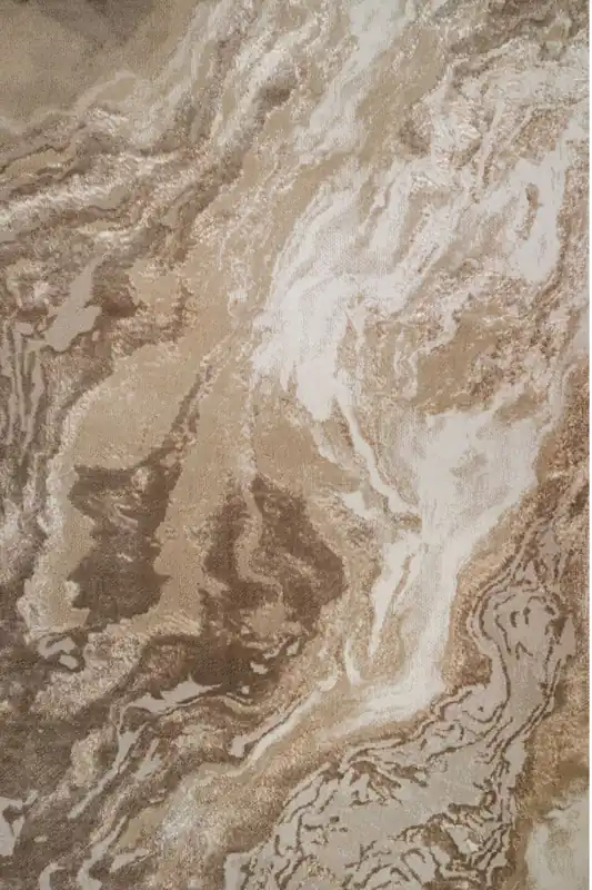 Beige Cream Marble Modern Living Area Rug - Kukoon