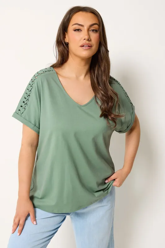 Lattice Grown On Sleeve T-Shirt