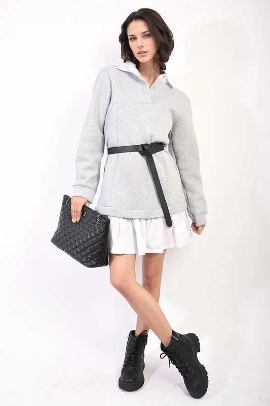 Kayla Collared Long Sleeve Mini Dress - IKRUSH