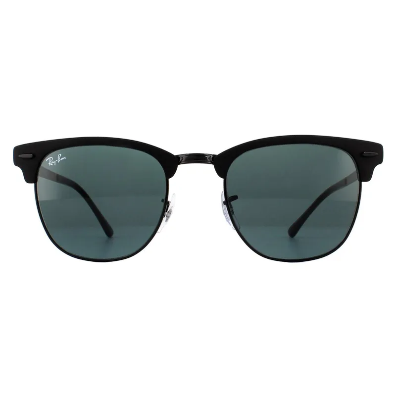 Round Matte Black Grey Clubmaster Metal RB3716 Sunglasses - Ray-Ban