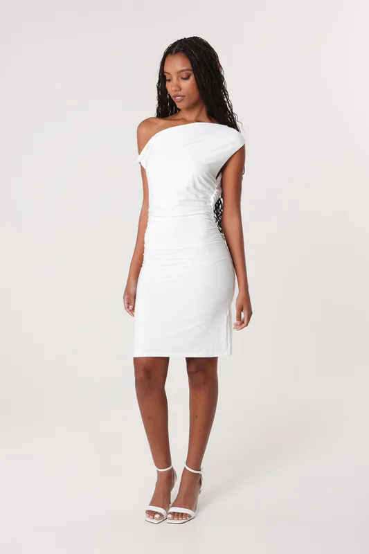 Ivory Twist Shoulder Mini Dress - Pink Vanilla