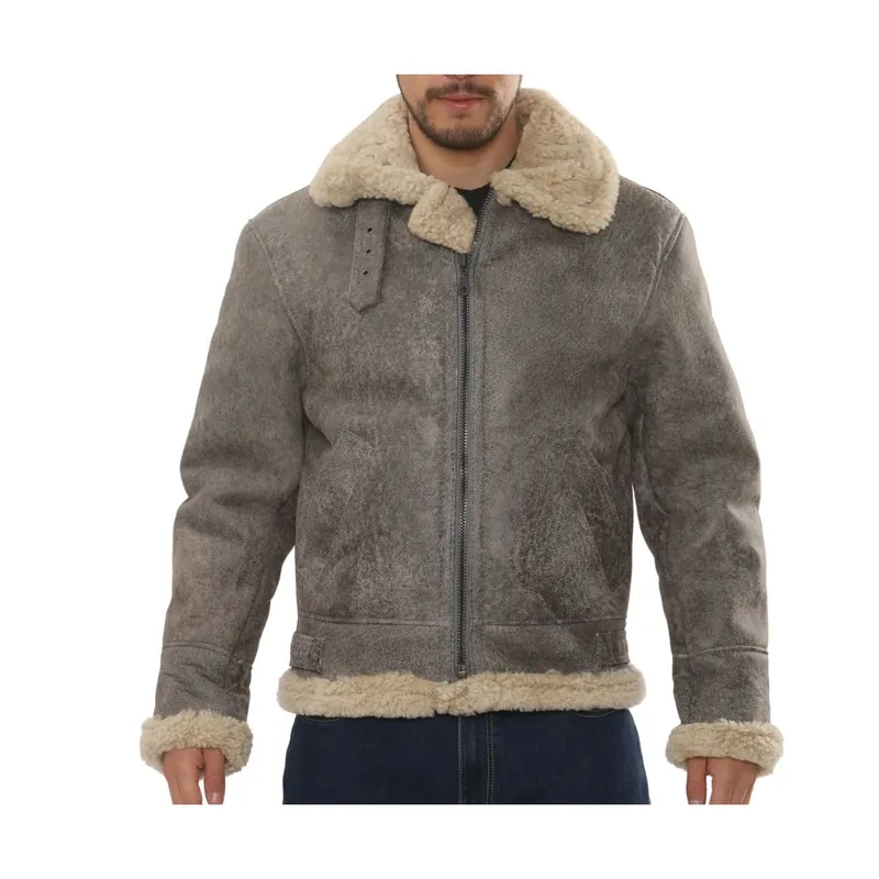 Shearling Leather Bomber B3 Aviator Pilot Coat Winter Flying Jacket - TruClothing
