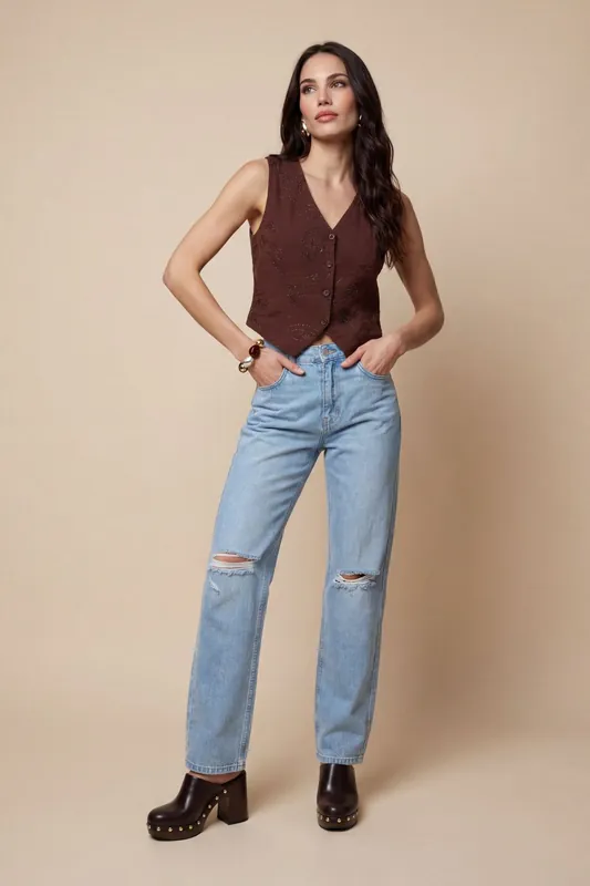 Metallic waistcoat Chocolate - Urban Bliss