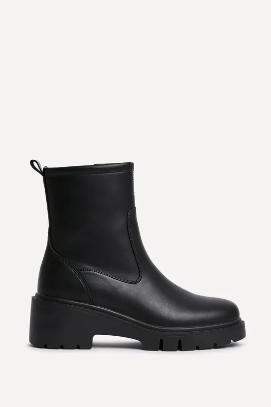 Limited Black Faux Leather Ankle Boot - Linzi