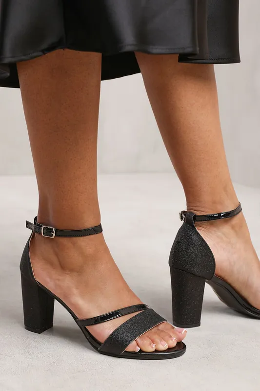 Ella' Mid High Block Heel Sandals With Ankle Strap - Where's That From