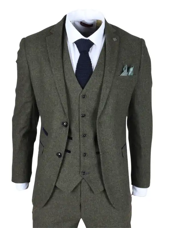 Men's Wool Blend Tweed Formal Suit - Infinity Leather