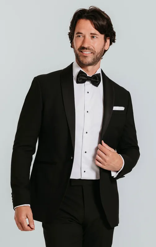 Black Slim Fit Shawl Lapel Tuxedo Jacket - Dobell