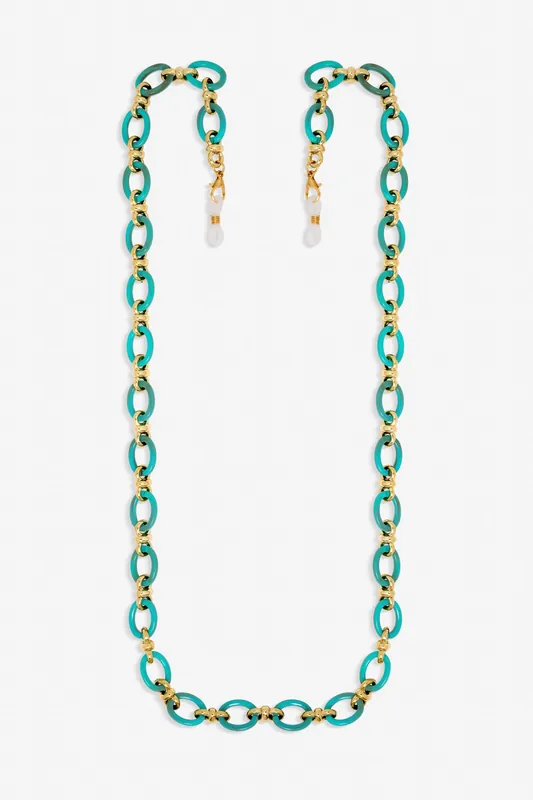 Gold Plated and Mint Green Resin Sunglasses Chain - Mood