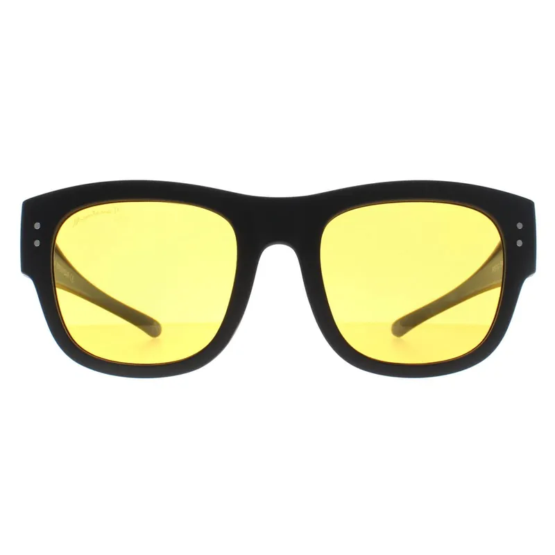 Square Matte Black Yellow Polarized FO7 Fit Over Glasses Night Driving Sunglasses - montana