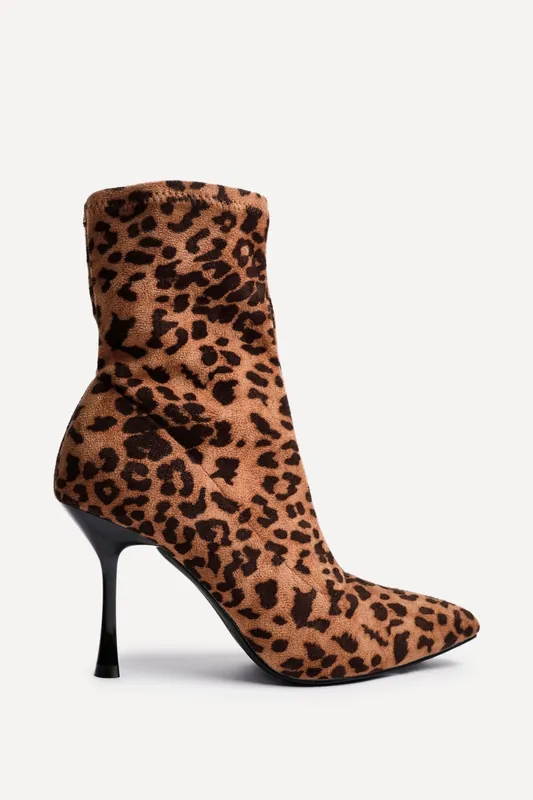 Pantha Leopard Print Ankle Sock Boot - Linzi