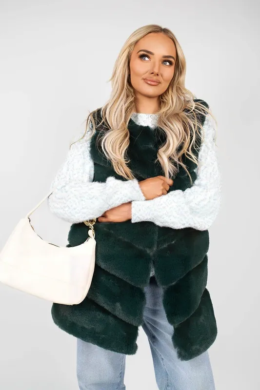 Verina Sleeveless Faux Fur Longline Gilet - IKRUSH