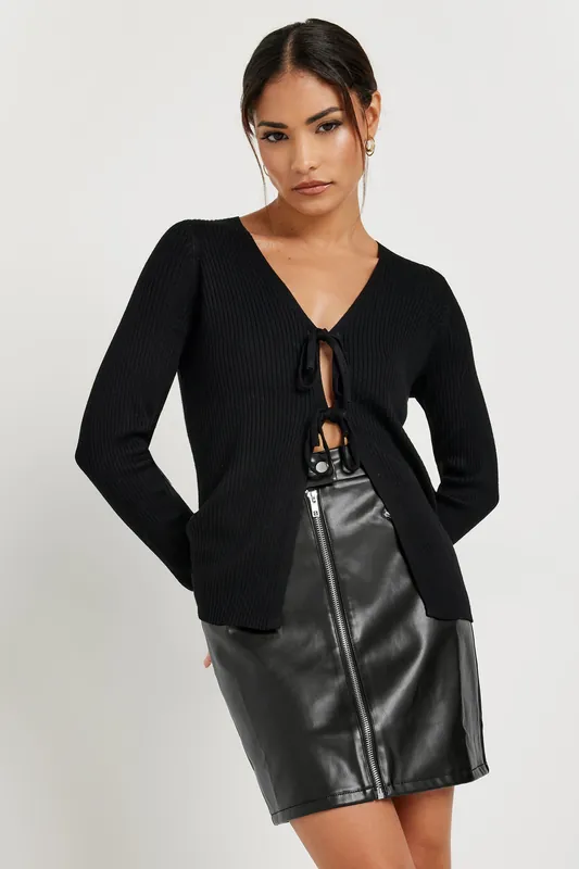 Petite Faux Leather Mini Skirt - PixieGirl