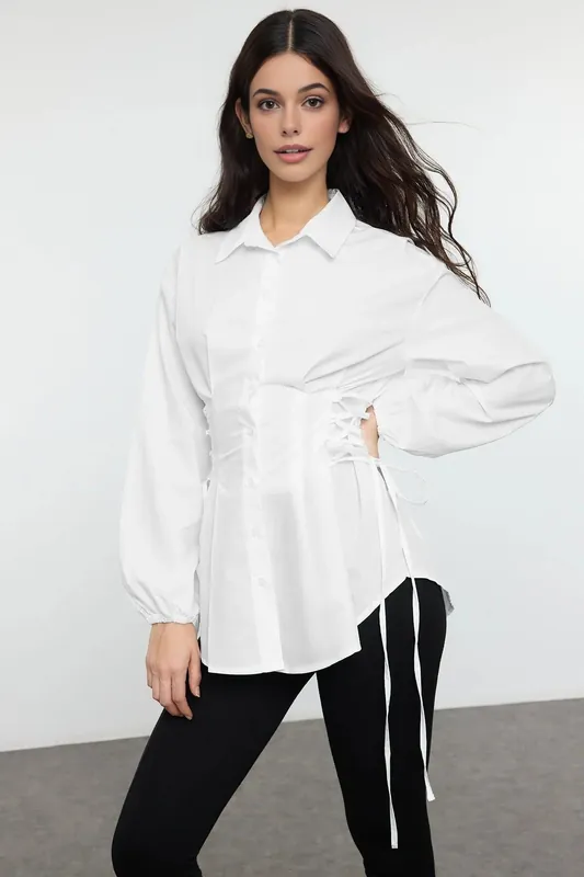 Woven Shirt With Waist Tie Detail - WOVCOR
