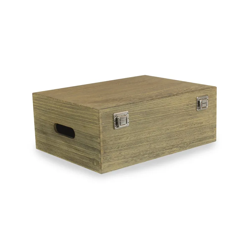 35cm Oak Effect Wooden Box - Red Hamper