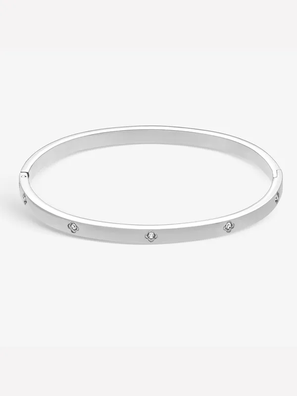Sterling Silver Plated Waterproof Clover Bangle - Jon Richard